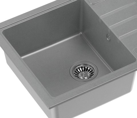 Quadron ZLEWOZMYWAK GRANITOWY JEDNOKOMOROWY 62*50*20 CM Z OCIEKACZEM PETER 116 SZARY ZE STALOWYM ODPŁYWEM HCQP6250SZK Quadron ZLEWOZMYWAK GRANITOWY JEDNOKOMOROWY 62*50*20 CM Z OCIEKACZEM PETER 116 SZARY ZE STALOWYM ODPŁYWEM HCQP6250SZK