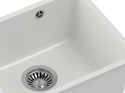 Quadron ZLEWOZMYWAK GRANITOWY JEDNOKOMOROWY PODWIESZANY 46*37,5*20,5 CM ALEC 40 BIAŁY ZE STALOWYM ODPŁYWEM HQA4640BIK