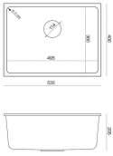 Quadron ZLEWOZMYWAK GRANITOWY JEDNOKOMOROWY PODWIESZANY 53,5*40*20,5 CM ALEC 50 BIAŁY ZE STALOWYM ODPŁYWEM HQA5340BIK