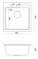 Quadron ZLEWOZMYWAK GRANITOWY JEDNOKOMOROWY PODWIESZANY 53,5*40*20,5 CM ALEC 50 CZARNY ZE STALOWYM ODPŁYWEM HQA5340CZK