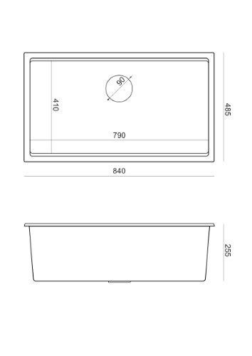 Quadron Zlewozmywak 1-komorowy podwieszany Clark 840 Betonowy/Stalowy BM3319101U-GR-BS
