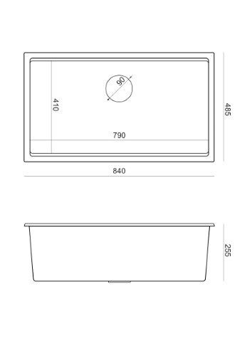 Quadron Zlewozmywak 1-komorowy podwieszany Clark 840 Onyx/Stalowy BM3319101U-BL-BS