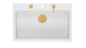 Quadron Zlewozmywak granitowy MARC 1-komorowy 76x50 cm biały/snow white + Nano MIEDŹ PVD HQM7650U1_PVDC1