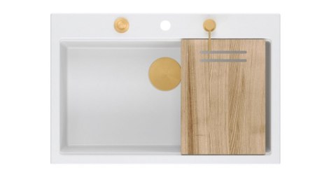 Quadron Zlewozmywak granitowy MARC 1-komorowy 76x50 cm biały/snow white + Nano MIEDŹ PVD HQM7650U1_PVDC1 Quadron Zlewozmywak granitowy MARC 1-komorowy 76x50 cm biały/snow white + Nano MIEDŹ PVD HQM7650U1_PVDC1