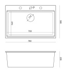 Quadron Zlewozmywak granitowy MARC 1-komorowy 76x50 cm biały/snow white + Nano MIEDŹ PVD HQM7650U1_PVDC1