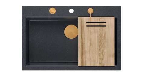 Quadron Zlewozmywak granitowy MARC 1-komorowy 76x50 cm czarny/black diamond + Nano MIEDŹ PVD HQM7650U8_PVDC1 Quadron Zlewozmywak granitowy MARC 1-komorowy 76x50 cm czarny/black diamond + Nano MIEDŹ PVD HQM7650U8_PVDC1