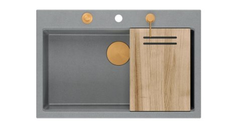 Quadron Zlewozmywak granitowy MARC 1-komorowy 76x50 cm szary/silver stone + Nano MIEDŹ PVD HQM7650U5_PVDC1 Quadron Zlewozmywak granitowy MARC 1-komorowy 76x50 cm szary/silver stone + Nano MIEDŹ PVD HQM7650U5_PVDC1
