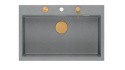 Quadron Zlewozmywak granitowy MARC 1-komorowy 76x50 cm szary/silver stone + Nano MIEDŹ PVD HQM7650U5_PVDC1