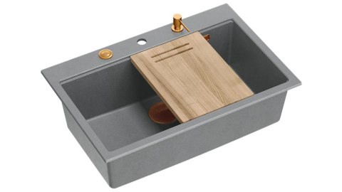Quadron Zlewozmywak granitowy MARC 1-komorowy 76x50 cm szary/silver stone + Nano MIEDŹ PVD HQM7650U5_PVDC1 Quadron Zlewozmywak granitowy MARC 1-komorowy 76x50 cm szary/silver stone + Nano MIEDŹ PVD HQM7650U5_PVDC1