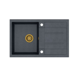 Quadron Zlewozmywak granitowy Morgan 111 780 x 500 x 200 mm Czarny ze złotym odpływem HB8203U8-G1_P2O