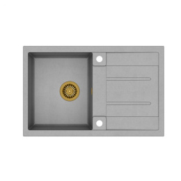Quadron Zlewozmywak granitowy Morgan 111 780 x 500 x 200 mm Szary ze złotym odpływem HB8203U5-G1_P2O