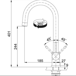 Z kodem LATO -7% !!! FRANKE studio Tap Eos clear spout 2HM 3-ways FIP Bateria kuchenna Stal szlachetna 120.0179.979