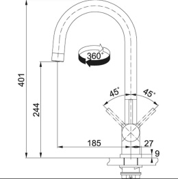 FRANKE studio Tap Eos clear spout 2HM 3-ways FIP Bateria kuchenna Stal szlachetna 120.0179.979