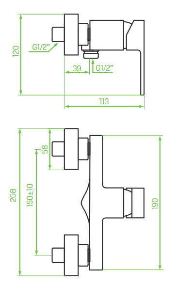 LAVEO KVADRATO BATERIA PRYSZNICOWA KWADRATOWA CZARNA BLQ_740D