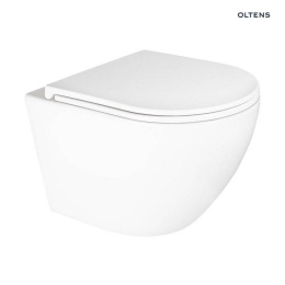 Z kodem LATO -7% !!! Oltens Zestaw Hamnes Kort miska WC wisząca PureRim 49 cm z powłoką SmartClean z deską wolnoopadającą biały 42520000
