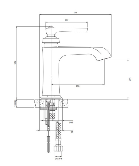 Omnires Armance Bateria umywalkowa złota AM5210GL