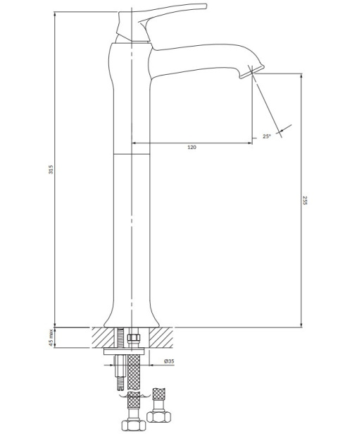 Omnires Art Deco Bateria umywalkowa wysoka złota AD5112GL
