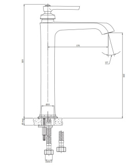 Omnires Armance Bateria Armance umywalkowa wysoka, 32 cm miedż antyczna AM5213ORB