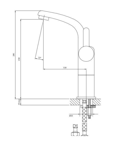 Omnires Darling Bateria umywalkowa wysoka złota DA5012GL