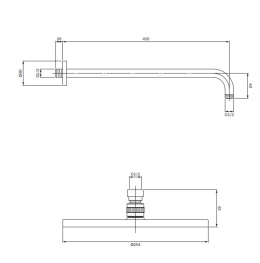 Omnires Slimline Deszczownica z ramieniem, ø25 grafit cm WGSET1GR