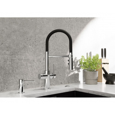 Blanco Catris-S Flexo Filter Bateria kuchenna wysoka z wyciąganą wylewką z filtrem PVD steel 526706