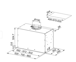 Z kodem LATO -7% !!! FRANKE studio FBFP XS A70 Stal szlachetna Okap do wbudowania w szafkę Box Flush Premium 305.0665.369