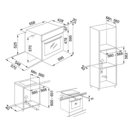 FRANKE studio FSM 86 H XS Piekarnik Smart Czarne szkło/stal szlachetna 116.0605.990