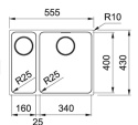 FRANKE studio MYX 160-34-16 mała komora z lewej Zlewozmywak wbudowywany stalowy Mythos Stal szlachetna szczotkowana 122.0624.558