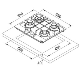  FRANKE studio Maris FHMA 604 3G DC MB C Płyta gazowa Czarny mat 106.0670.112