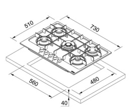 FRANKE studio Maris FHMA 755 4G DC MB C Płyta gazowa Czarny mat 106.0670.113