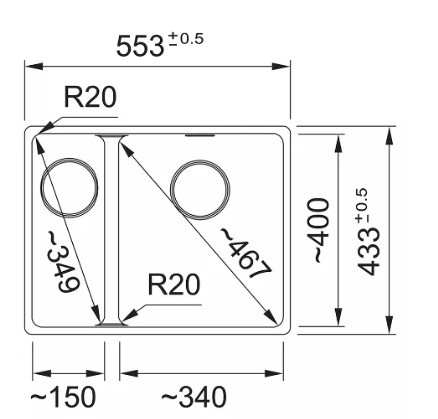  FRANKE studio Maris MRG 160-34-15 Zlewozmywak podwieszany Fragranit+ Onyx 125.0687.265
