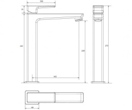 Omnires Parma bateria umywalkowa wysoka chrom PM7412CR