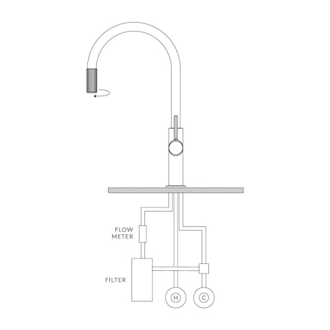 Omnires Switch Bateria kuchenna stojąca złoty szczotkowany z zestawem filtrującym SW9057-FD1GLB
