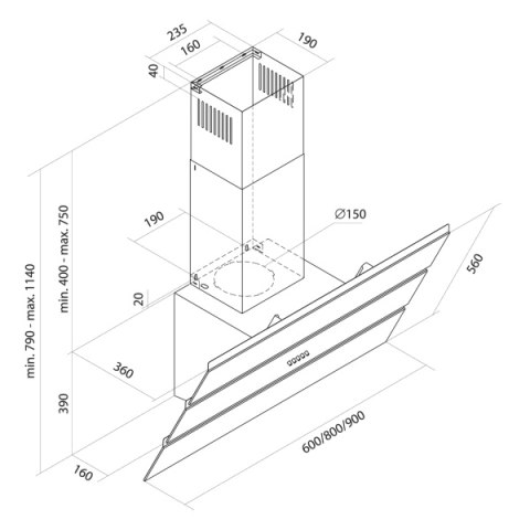 Toflesz okap 90cm Cascada Plus Biały Toflesz okap 90cm Cascada Plus Biały