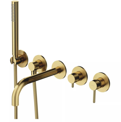 Omnires Y bateria wannowa 5-otworowa podtynkowa z krótką wylewką, mosiądz szczotkowany Y1237/1SBSB