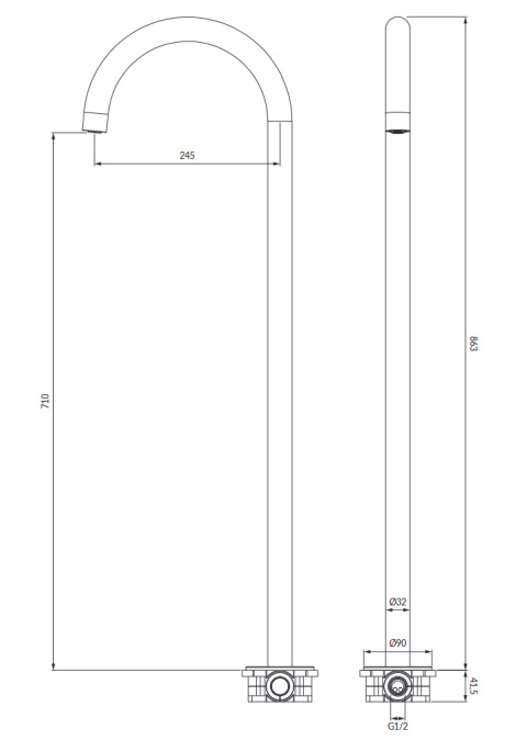 Omnires Y wylewka wannowa wolnostojąca nikiel WWYNI