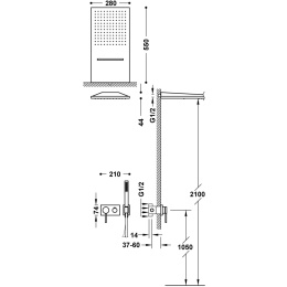 Z kodem LATO -7% !!! TRES 3V Komplet prysznicowy podtynkowy, z deszczownicą 28x55cm, chrom 21027301