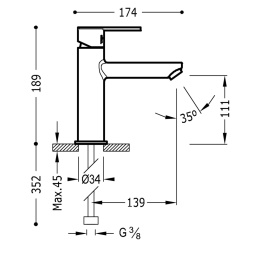 TRES LEX-TRES Bateria umywalkowa Korek automatyczny chrom 186203