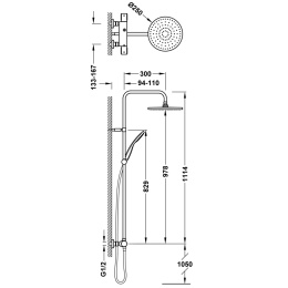 TRES OVER-WALL ZESTAW BATERII TERMOSTATYCZNEJ 2-DROŻNEJ PRYSZNICOWEJ NATYNKOWEJ CHROM, 19039301