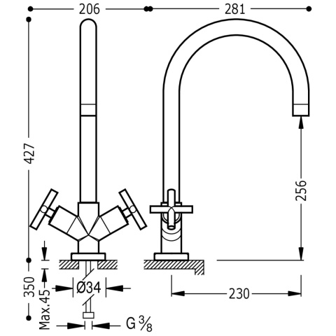 Z kodem LATO -7% !!! Tres Bimax-Tres Bateria zlewozmywakowa stojąca chrom 163333 Z kodem LATO -7% !!! Tres Bimax-Tres Bateria zlewozmywakowa stojąca chrom 163333