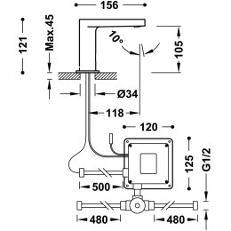 Z kodem LATO -7% !!! Tres CLASS-TRES Bateria umywalkowa elektroniczna, z mieszaczem, chrom 205.603.02