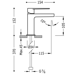 Tres Class-Tres bateria umywalkowa stojąca chrom 205.103.01