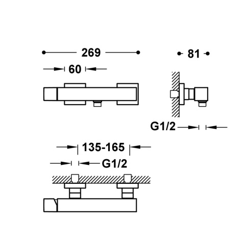 Tres Cuadro-Tres Bateria natryskowa wąż satin chrom 107167