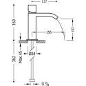 Tres Cuadro-Tres Jednouchwytowa bateria umywalkowa z kaskadową wylewką i pokrętłem chrom 006.101.02