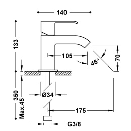 Tres Cuadro Tres bateria umywalkowa chrom 106103DA