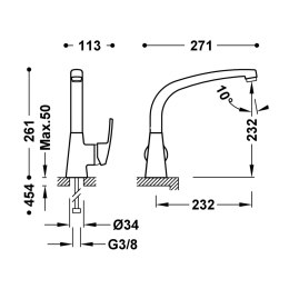 Tres Essential bateria kuchenna stojąca chrom 07044802