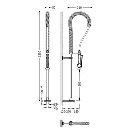 Tres Essential bateria kuchenna stojąca chrom-biel 130481