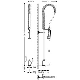 Tres Essential bateria kuchenna stojąca chrom-biel 130484