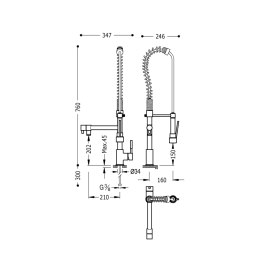 Tres Essential bateria kuchenna stojąca chrom 130495