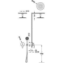 Tres Flat-Tres Zestaw natryskowy z baterią podtynkową chrom 20418005